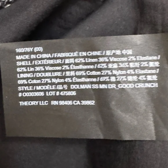 Theory Linen-Blend Dolman-Sleeve Minidress, size 00, NWOT - Picture 13 of 13